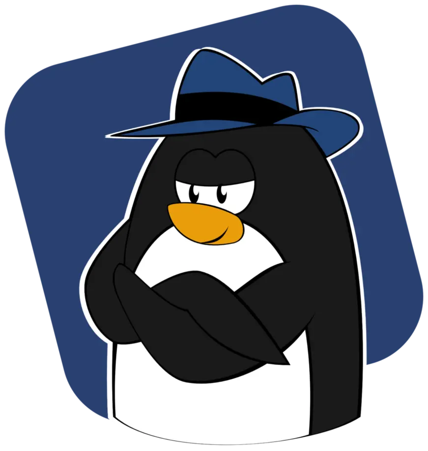 Tux the penguin wearing a blue fedora
